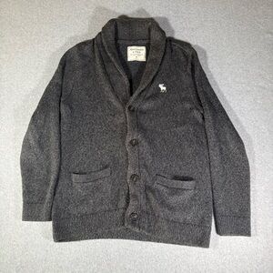 Abercrombie & Fitch Men’s Embroidered Dark Gray Cardigan Sweater